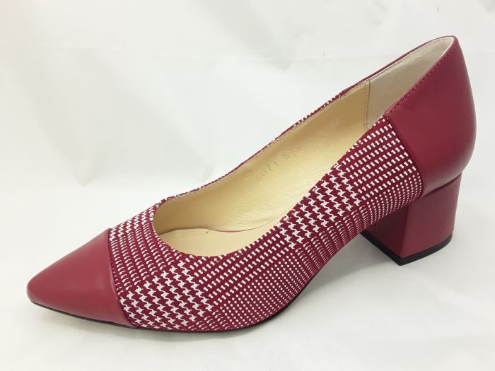 női elegáns bőr cipő 6071 piros box+ piros tyúklábmintás 437/107  large