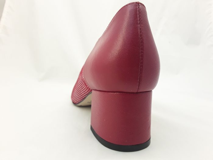 női elegáns bőr cipő 6071 piros box+ piros tyúklábmintás 437/107  large