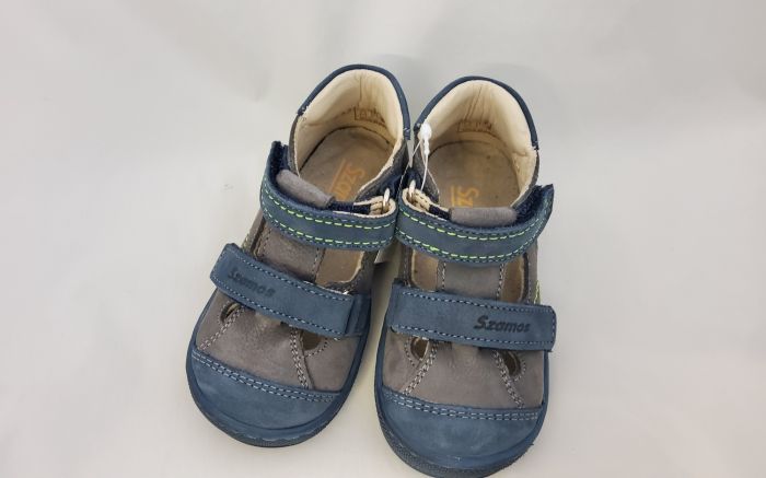 Szamos kölyök felvezetőpántos bőr szandálcipő 3284-108212 szürke-kék 25-30 méretben large